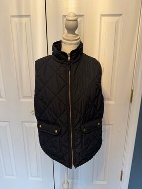 J. Crew Black Quilted Zip Front Vest